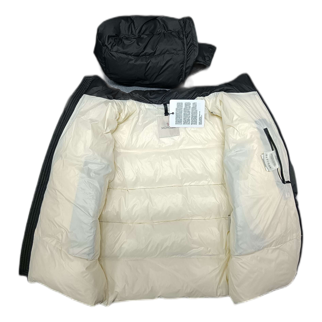 Moncler Logo-Hood Puffer Jacket with Contrast Lining - Black