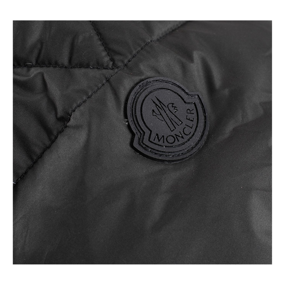 Moncler Logo-Hood Puffer Jacket with Contrast Lining - Black