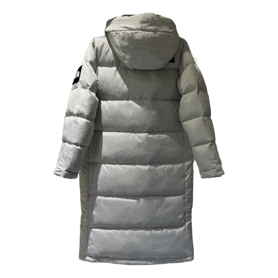 The North Face Colorblock Long Hooded Down Coat - Grey