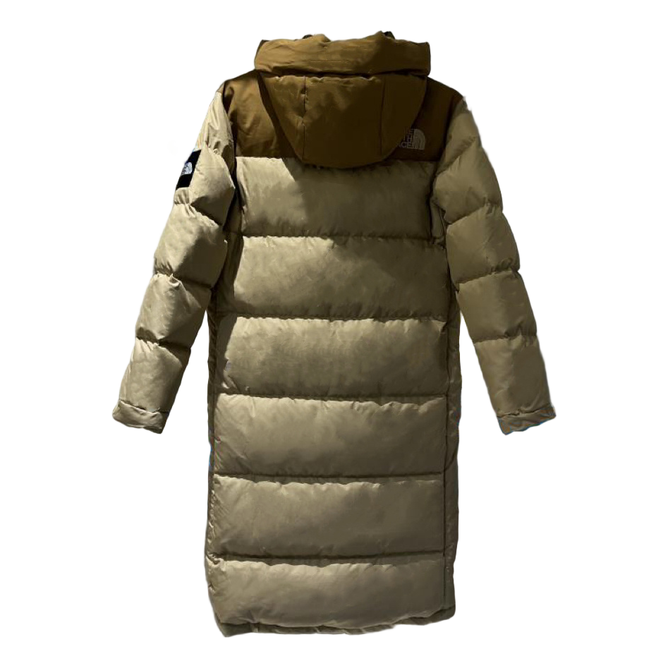 The North Face Colorblock Long Hooded Down Coat - Tan