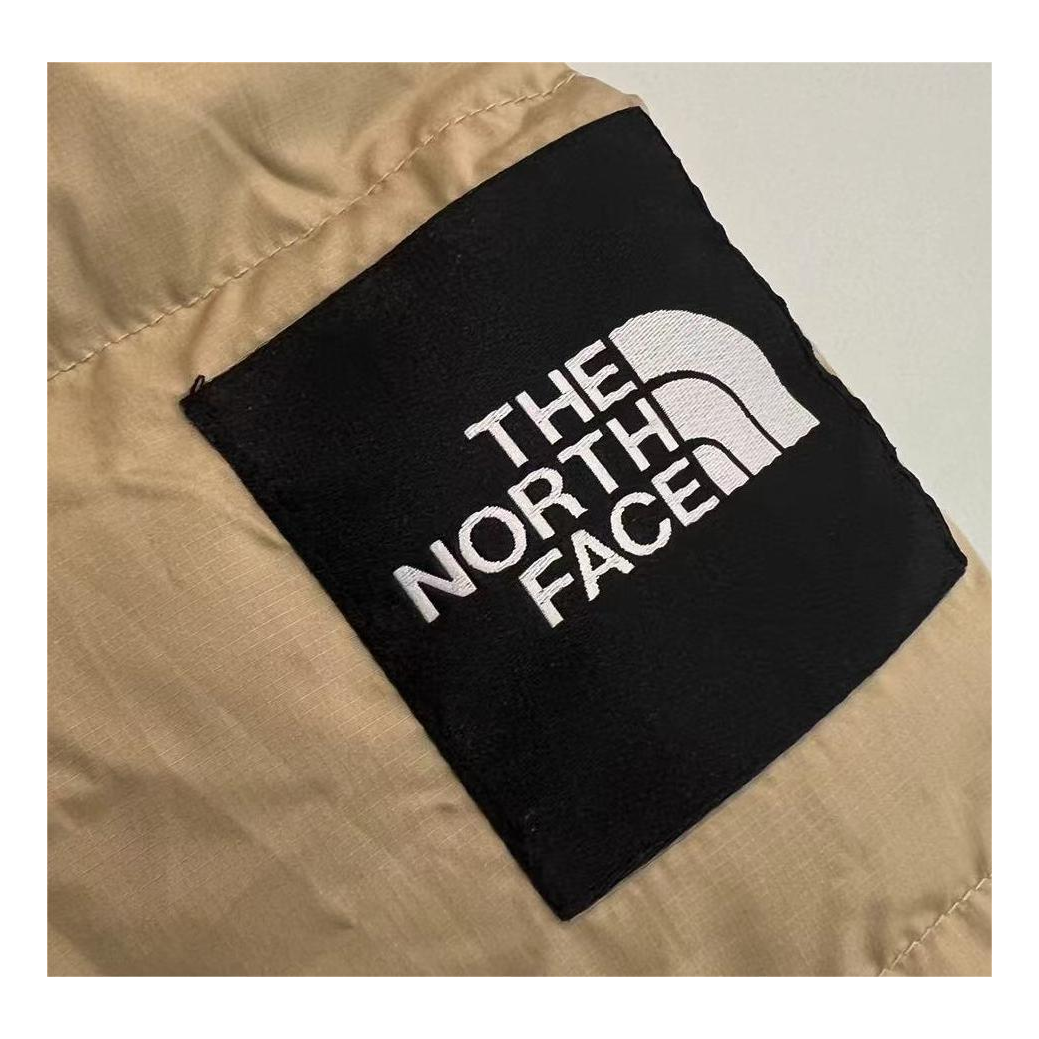 The North Face Colorblock Long Hooded Down Coat - Tan