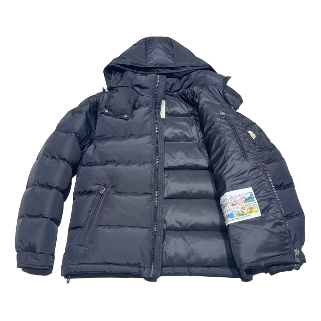 Moncler Hooded Puffer Jacket with Sleeve Pocket - Navy