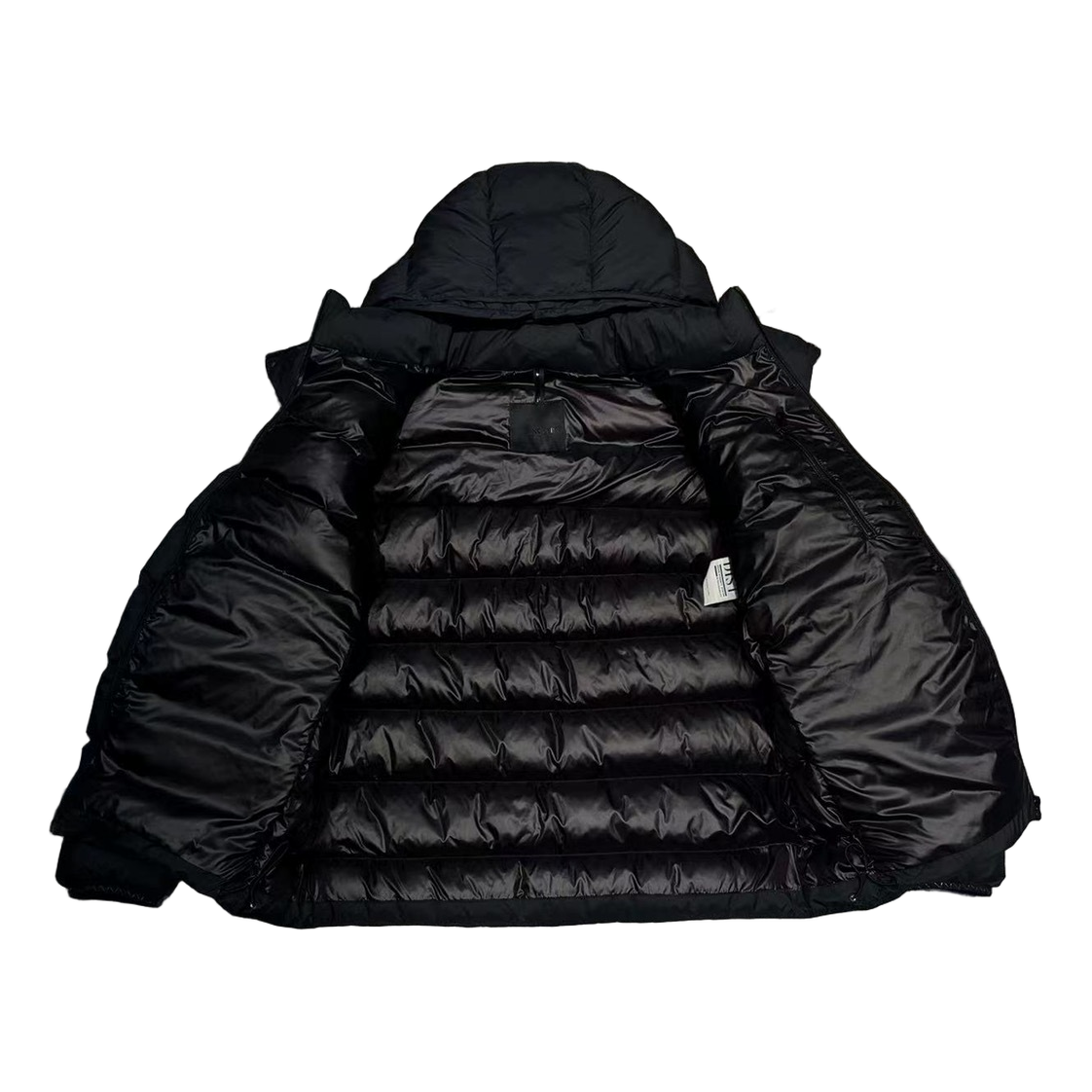 Moncler Hooded Puffer Jacket with Vertical Logo Placket - Black