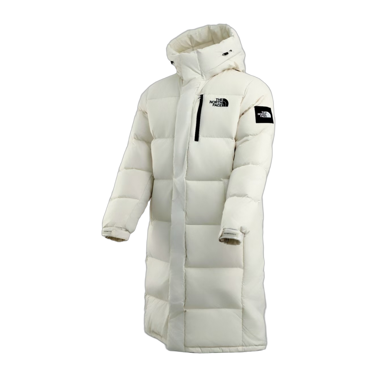 The North Face Colorblock Long Hooded Down Coat - White