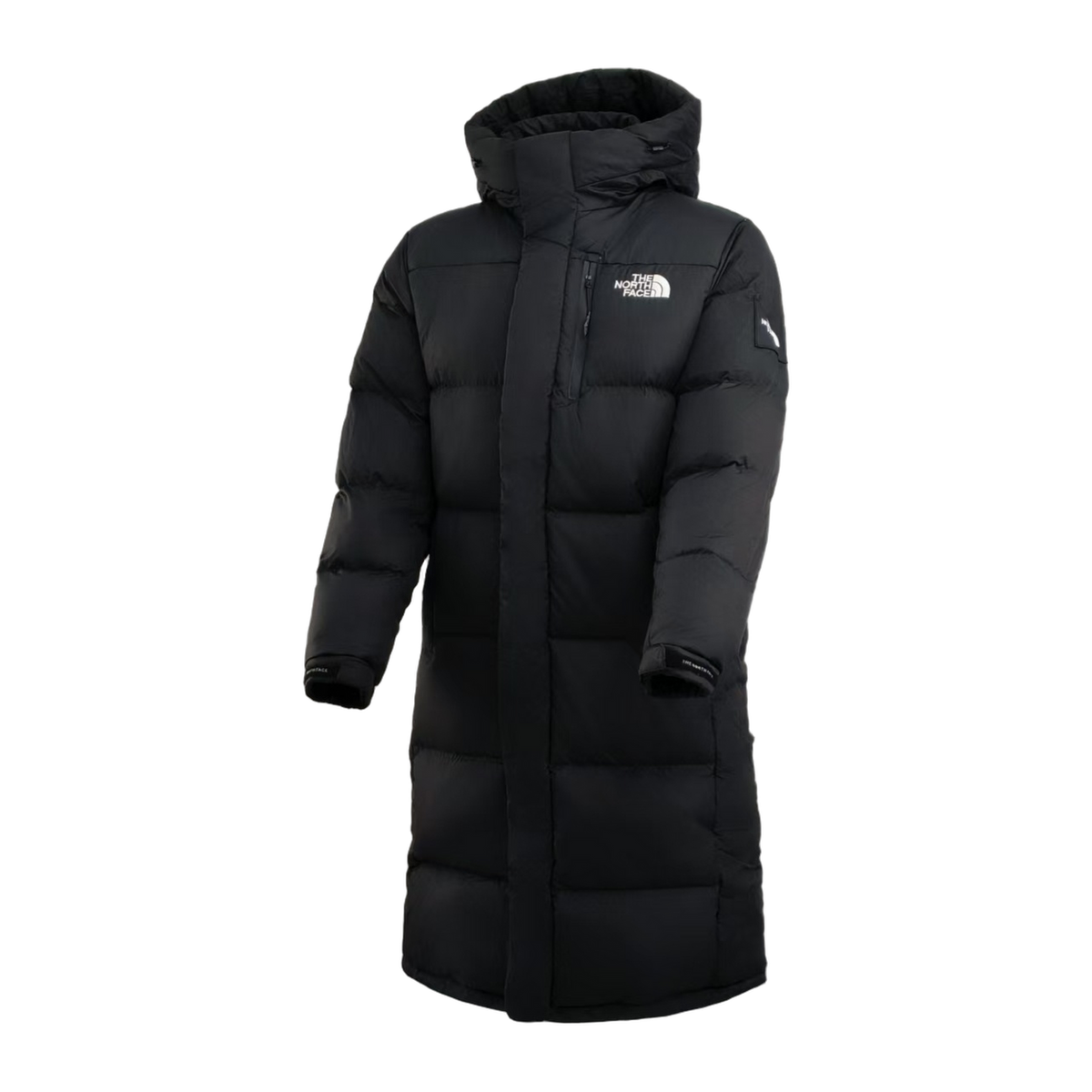 The North Face Colorblock Long Hooded Down Coat - Black