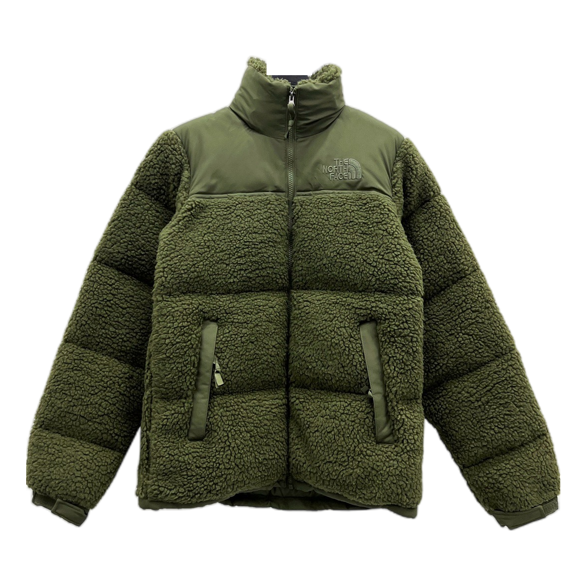 The North Face Fleece-Panel Stand-Collar Puffer Jacket - Olive
