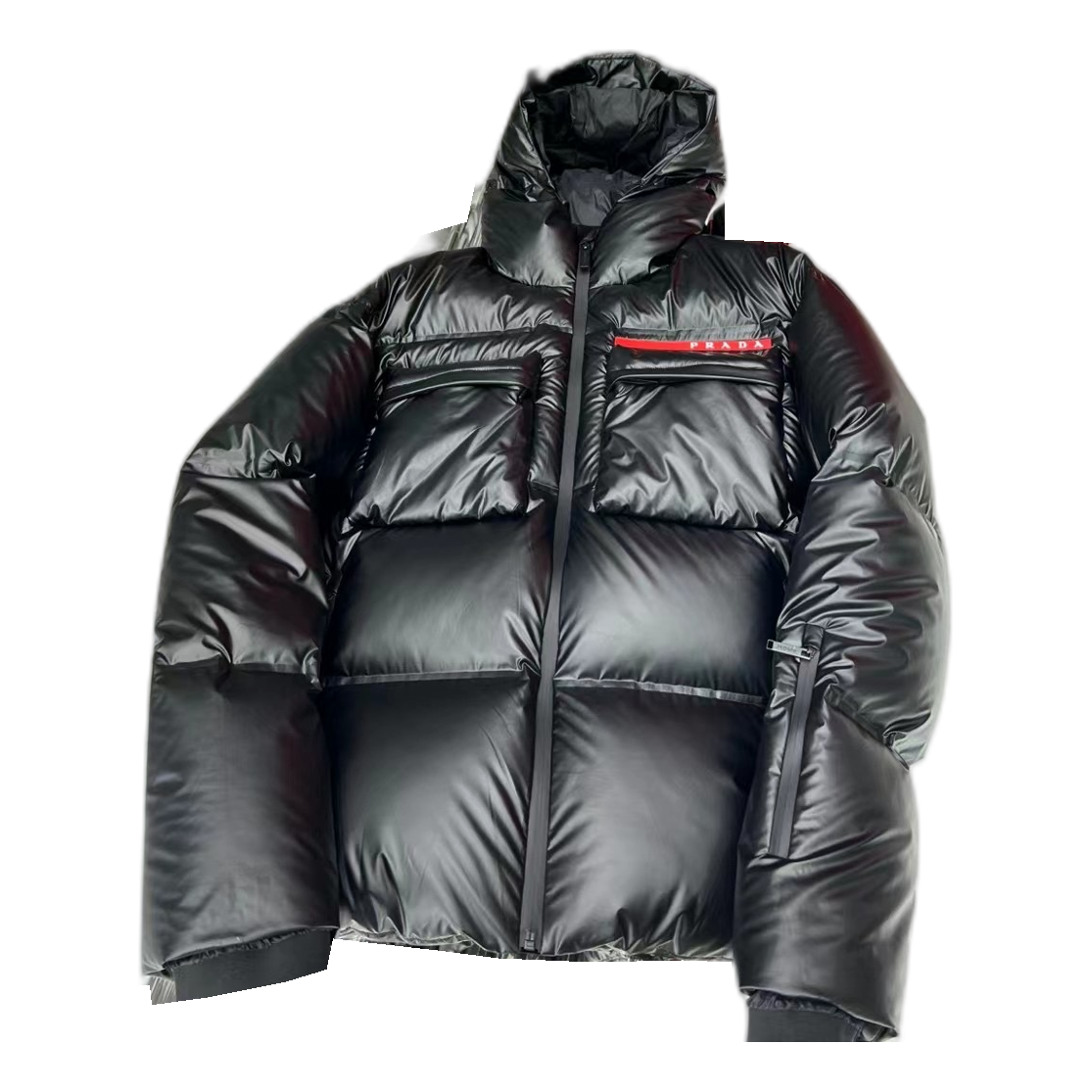 Prada Linea Rossa Hooded Puffer Jacket - Black